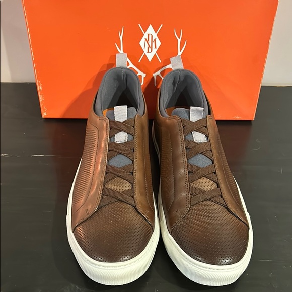 Martin Dingman Brown Leather Loafers with White Sole - Picture 2 of 5